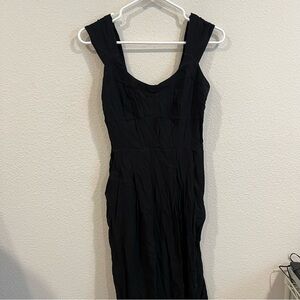 New madewell Cap-Sleeve Crop Wide-Leg Jumpsuit black size 00